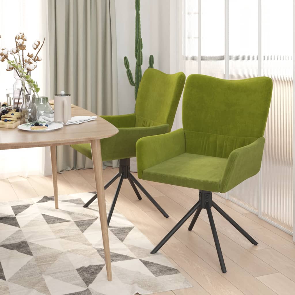 Cadeiras de jantar giratórias 2 pcs veludo verde-claro