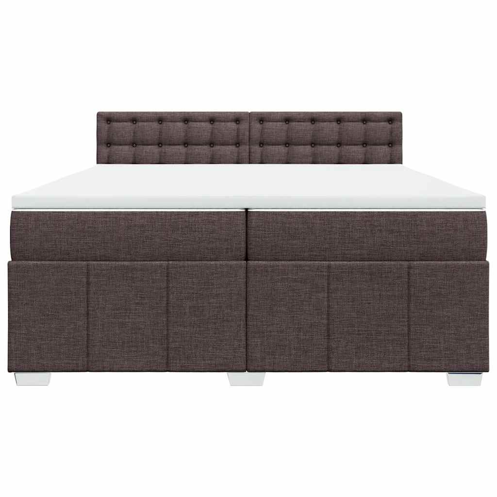 Cama com molas/colchão 200x200 cm tecido castanho-escuro