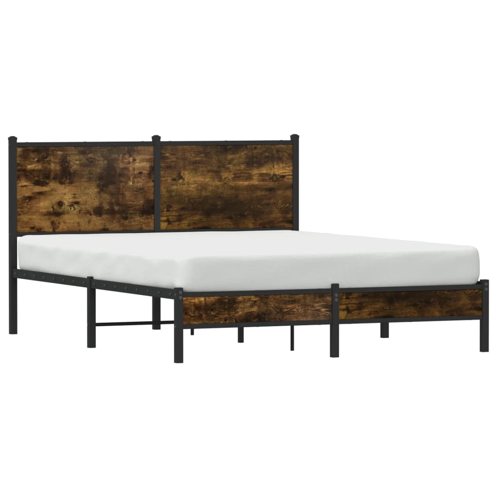 Estrutura de cama sem colchão 137x190 cm metal carvalho fumado