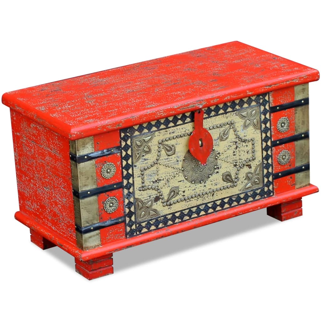 Arca arrumos madeira de mangueira 80x40x45 cm vermelho