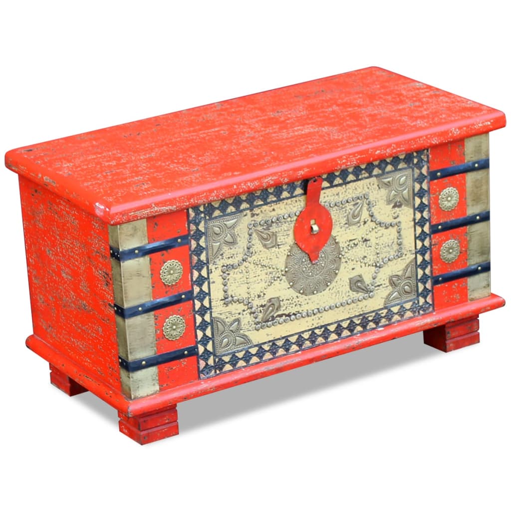 Arca arrumos madeira de mangueira 80x40x45 cm vermelho