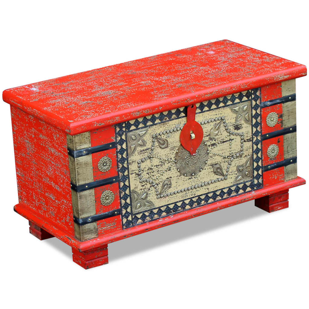 Arca arrumos madeira de mangueira 80x40x45 cm vermelho