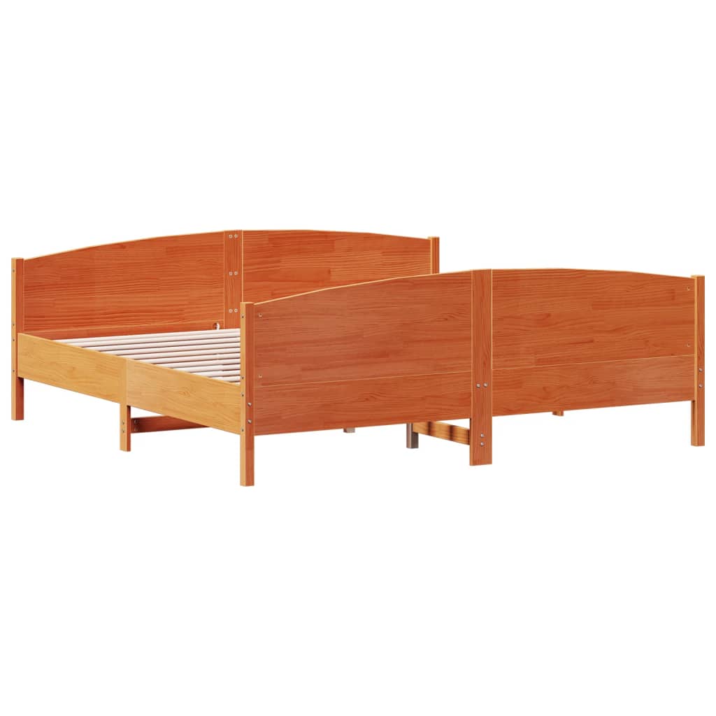 Cama sem colchão 180x200 cm pinho maciço castanho-mel