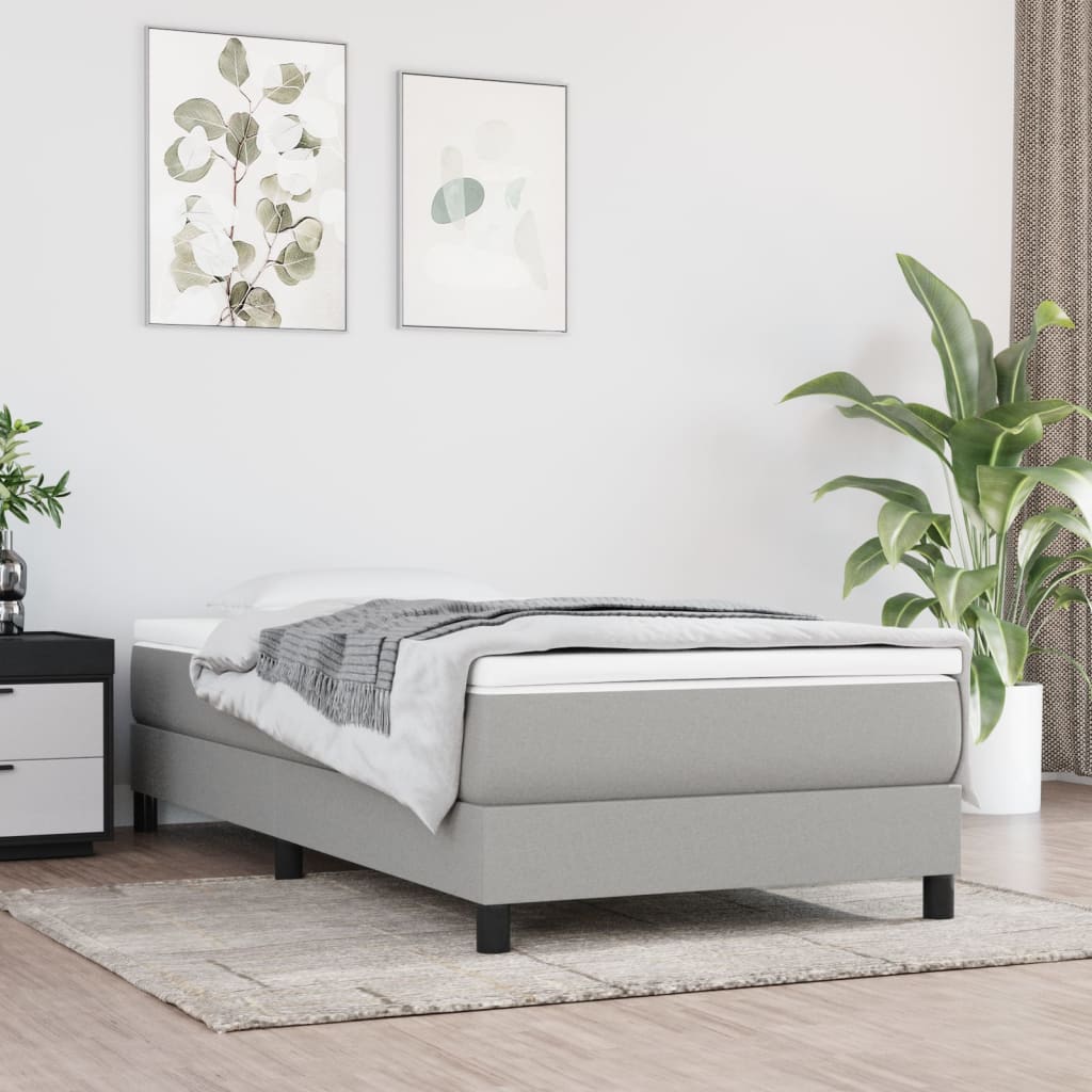 Estrutura de cama com molas 90x190 cm tecido cinzento-claro