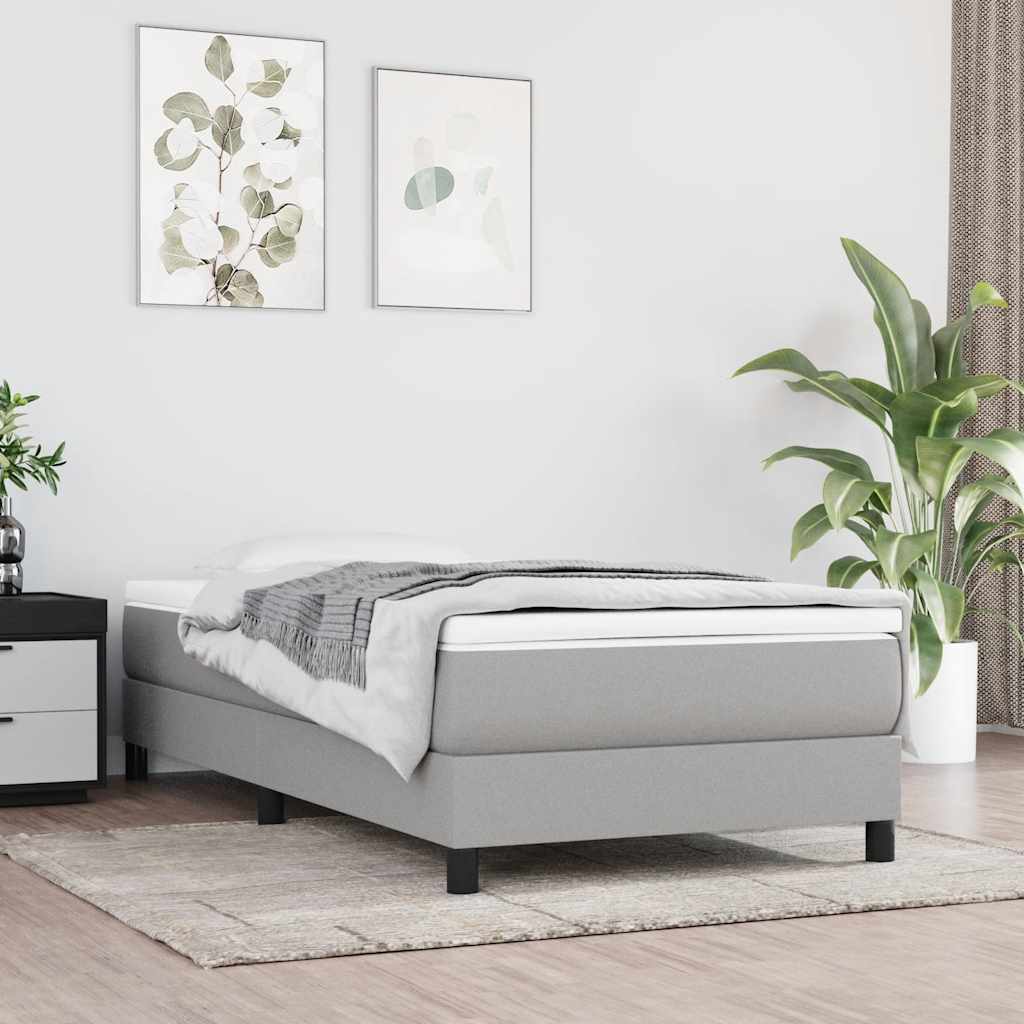 Estrutura de cama com molas 90x190 cm tecido cinzento-claro