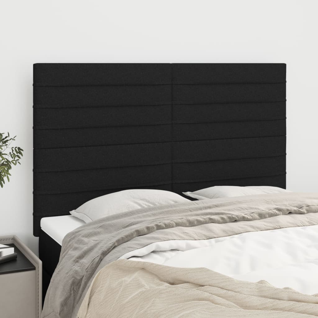 Cabeceira preta 144x5x118/128 cm tecido