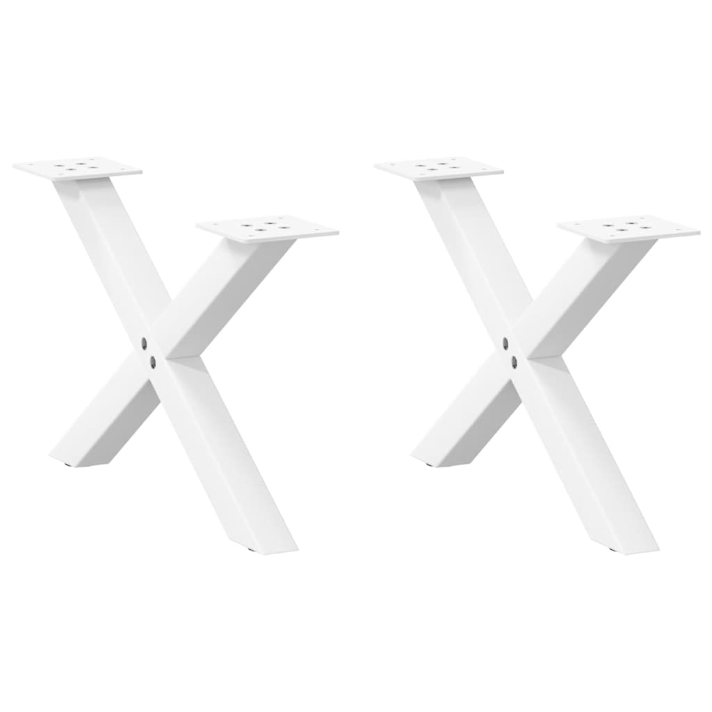 Pés para mesa de centro em formato de x, 2 peças, branco, 60x (30-31) cm, aço