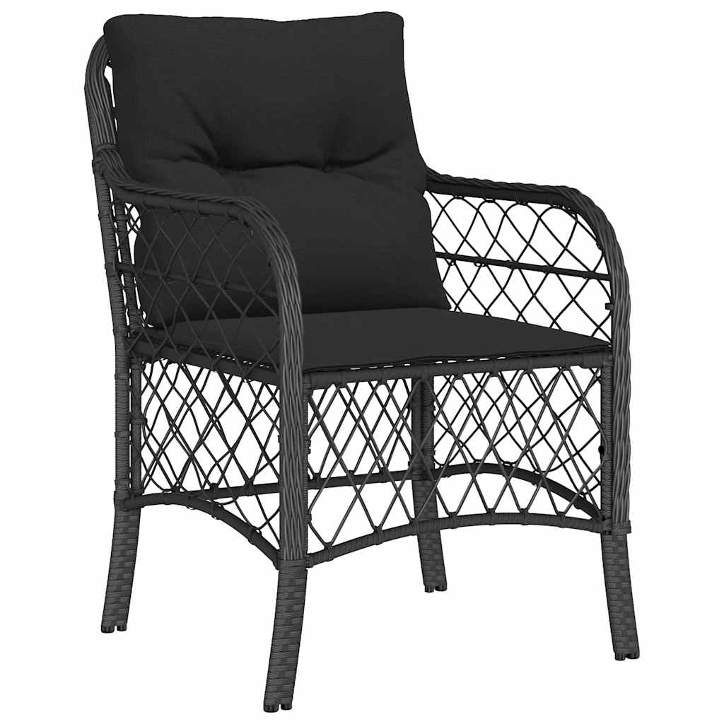 9 Pcs conjunto de jantar p/ jardim c/ almofadões vime PE preto