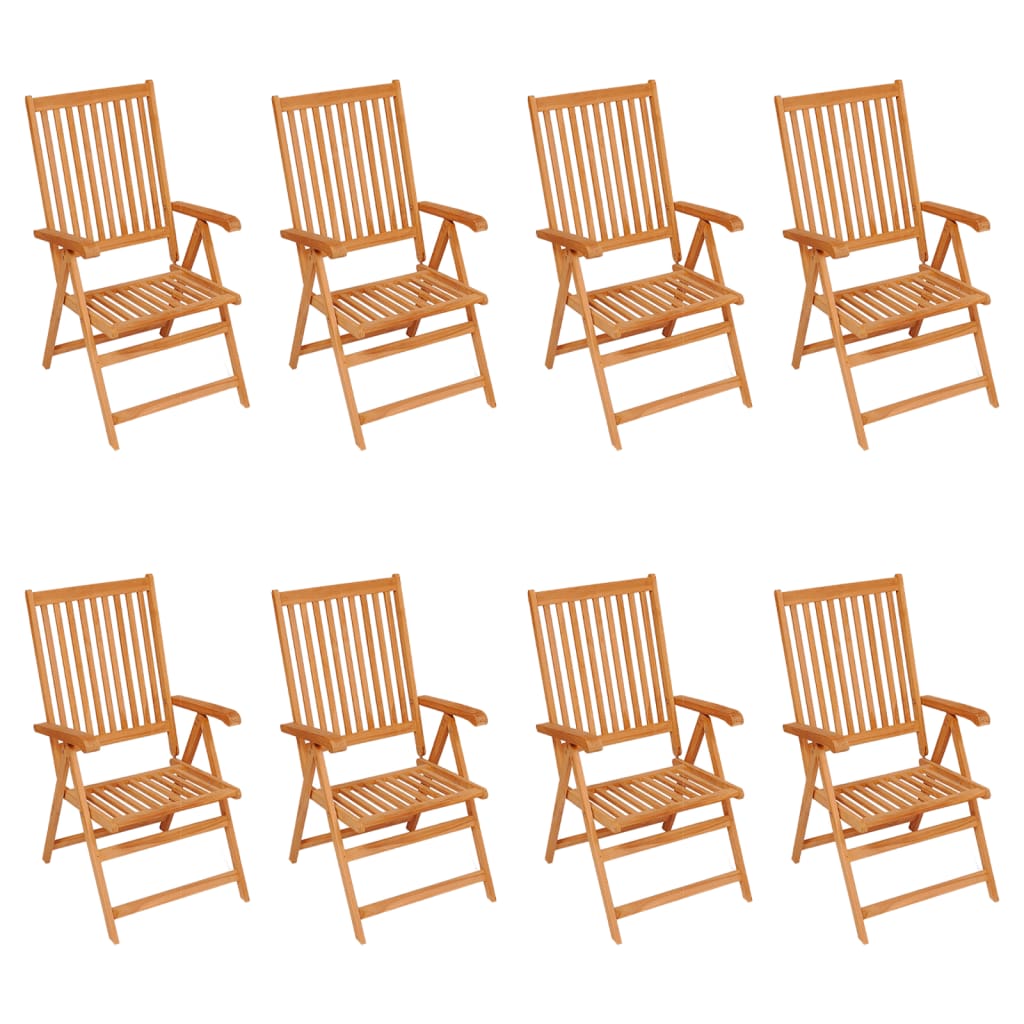 Cadeiras de jardim reclináveis c/ almofadões 8 pcs teca maciça