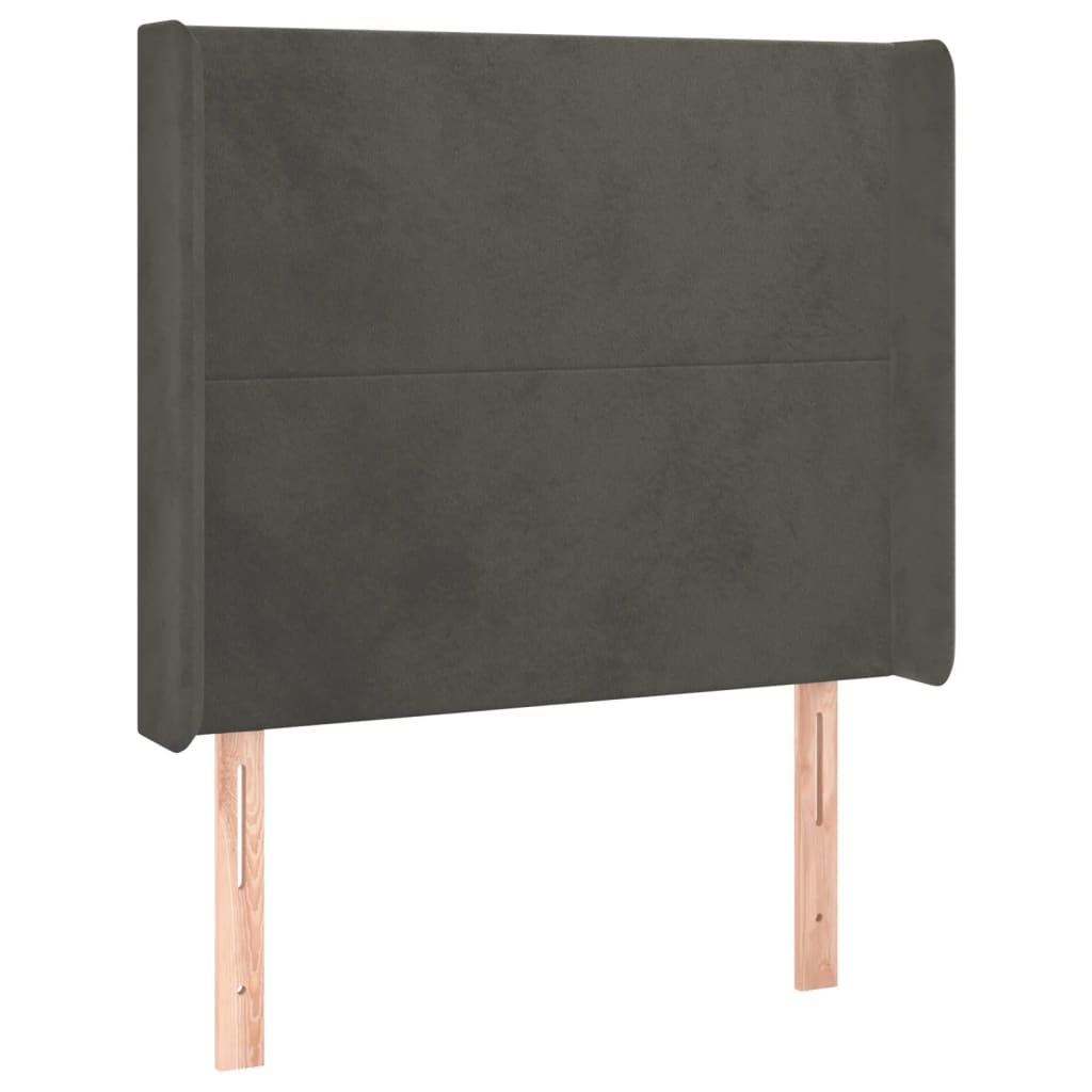 Cabeceira cama c/ luzes LED veludo 83x16x118/128cm cinza-escuro