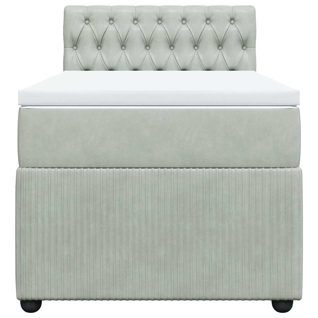 Cama com molas/colchão 80x200 cm veludo cinza-claro