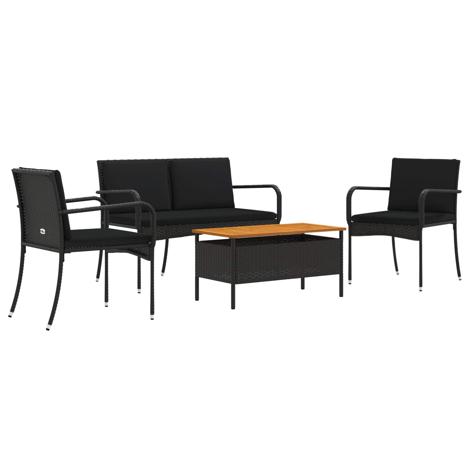 Conjunto para jardim preto vime PE