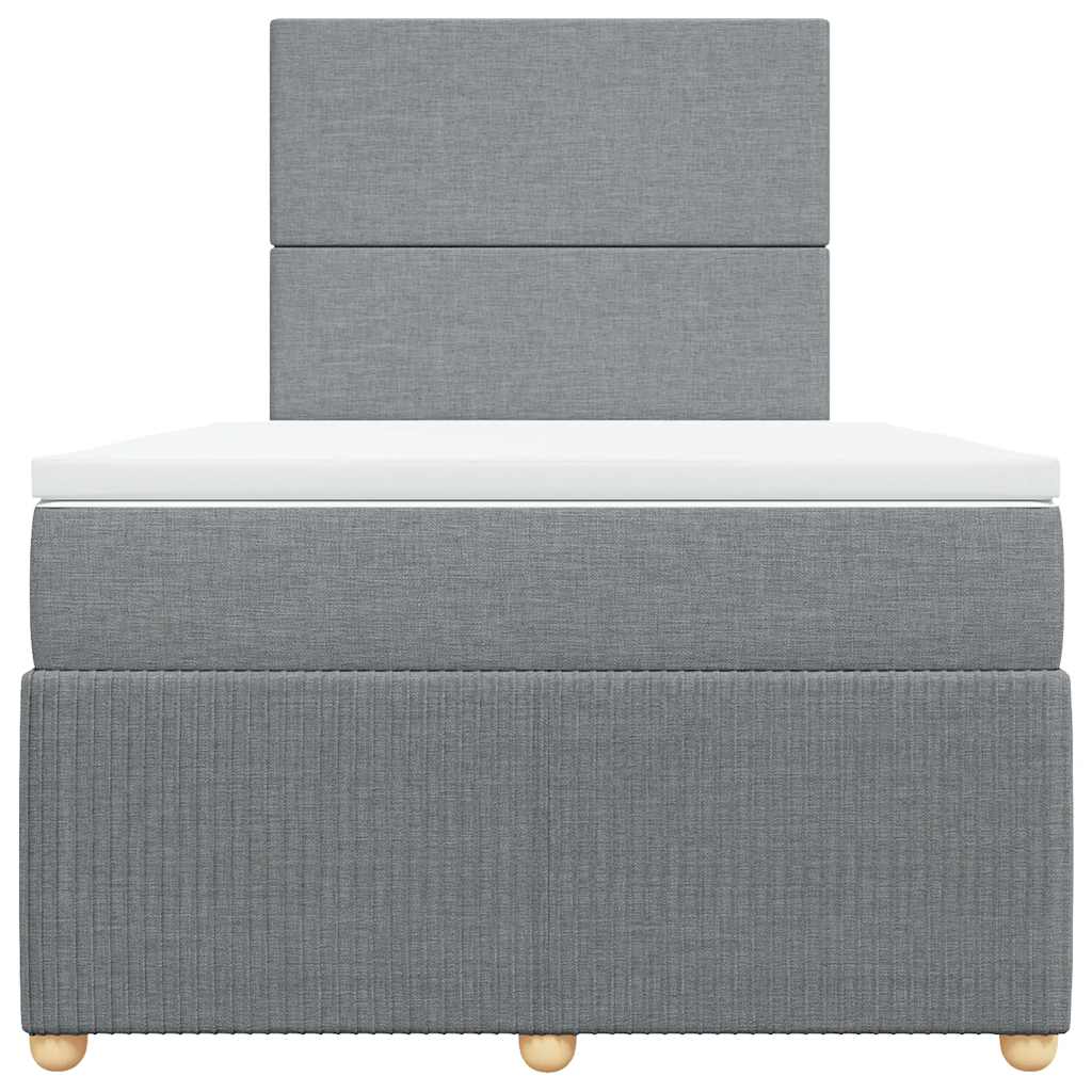 Cama boxspring com colchão 120x190 cm tecido cinzento-claro