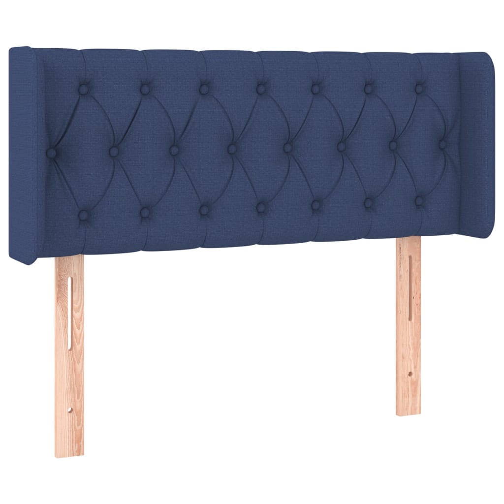 Cabeceira de cama c/ luzes LED tecido 103x16x78/88 cm azul