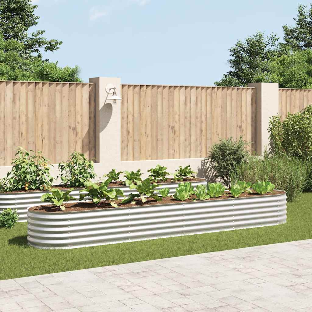 Canteiro elevado de jardim aço galvanizado 400x80x44cm prateado