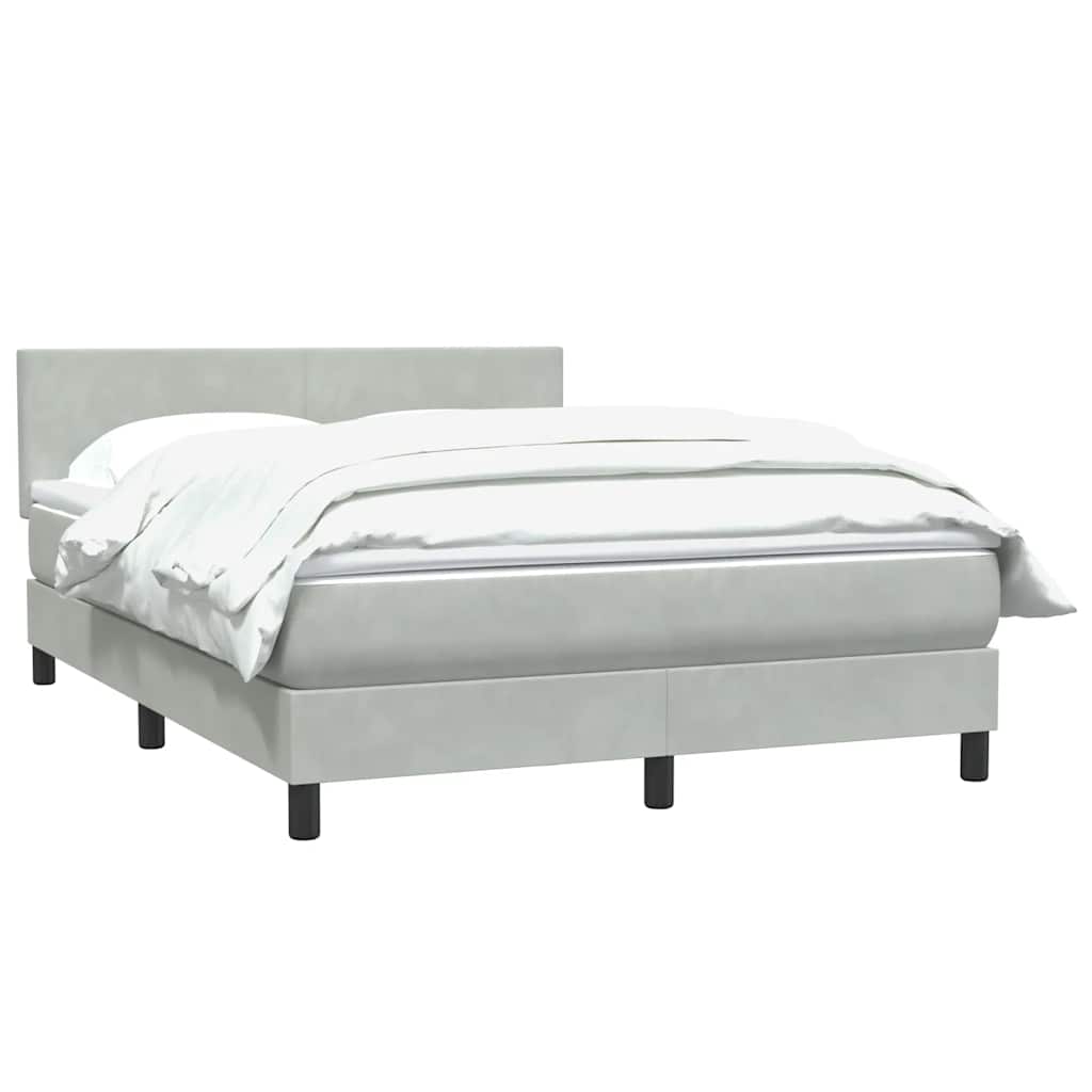 Cama com molas/colchão 160x210 cm veludo cinzento-claro