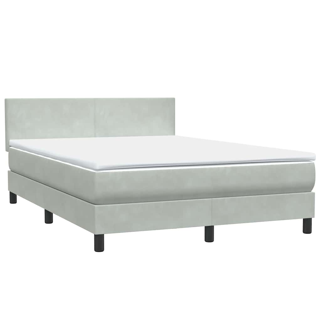 Cama com molas/colchão 160x210 cm veludo cinzento-claro