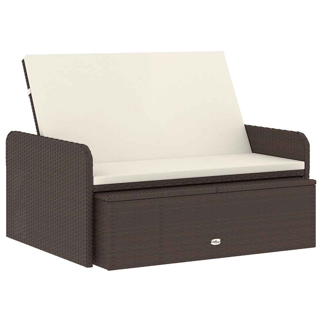 2 Pcs conjunto lounge jardim c/ almofadões vime PE castanho