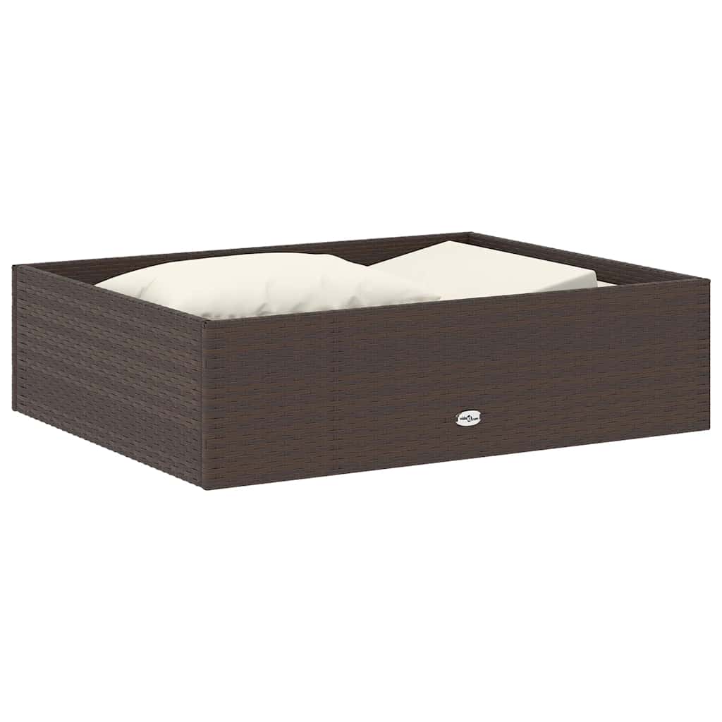2 Pcs conjunto lounge jardim c/ almofadões vime PE castanho