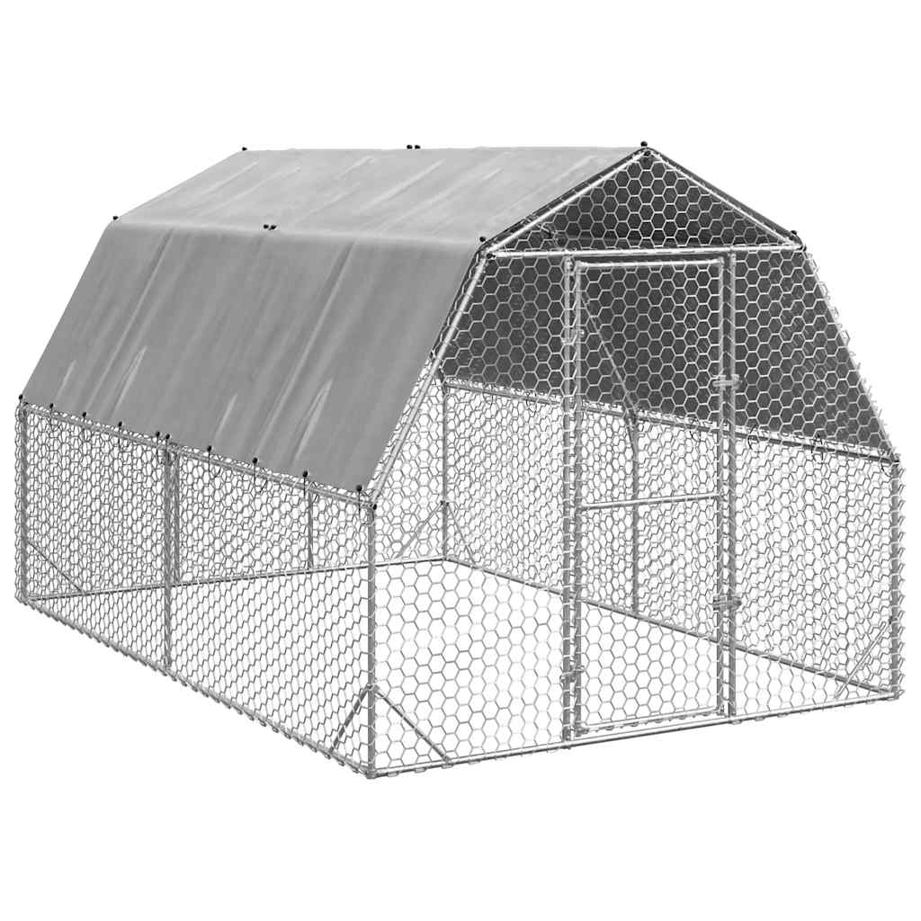 Corrida de galinhas com telhado 2,5x4x2,25 m aço galvanizado