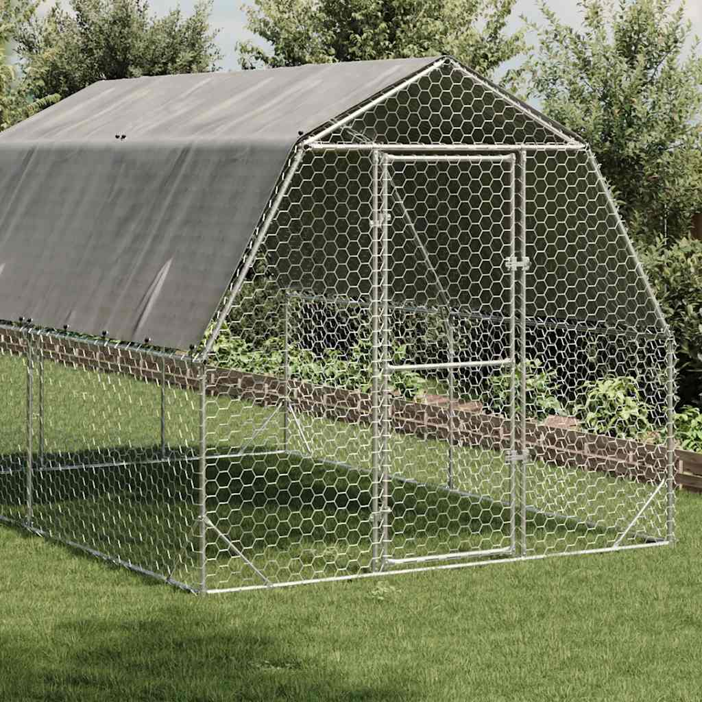 Corrida de galinhas com telhado 2,5x4x2,25 m aço galvanizado