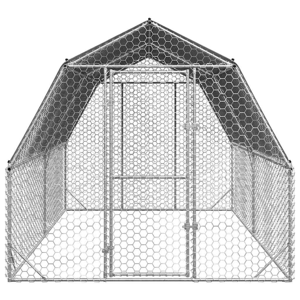 Corrida de galinhas com telhado 2,5x4x2,25 m aço galvanizado