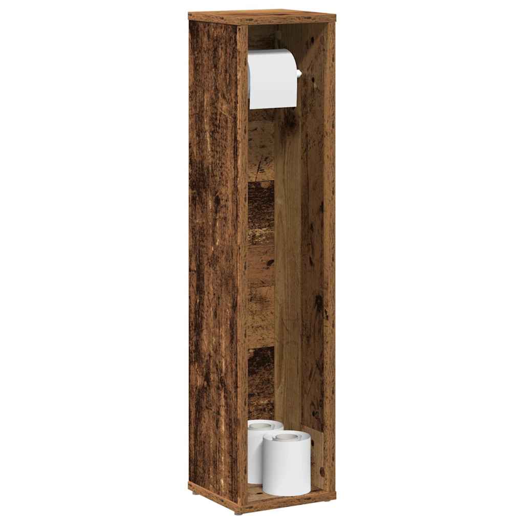 Armário de banheiro com porta-papel higiênico, madeira antiga, 20,5 x 20 x 90 cm