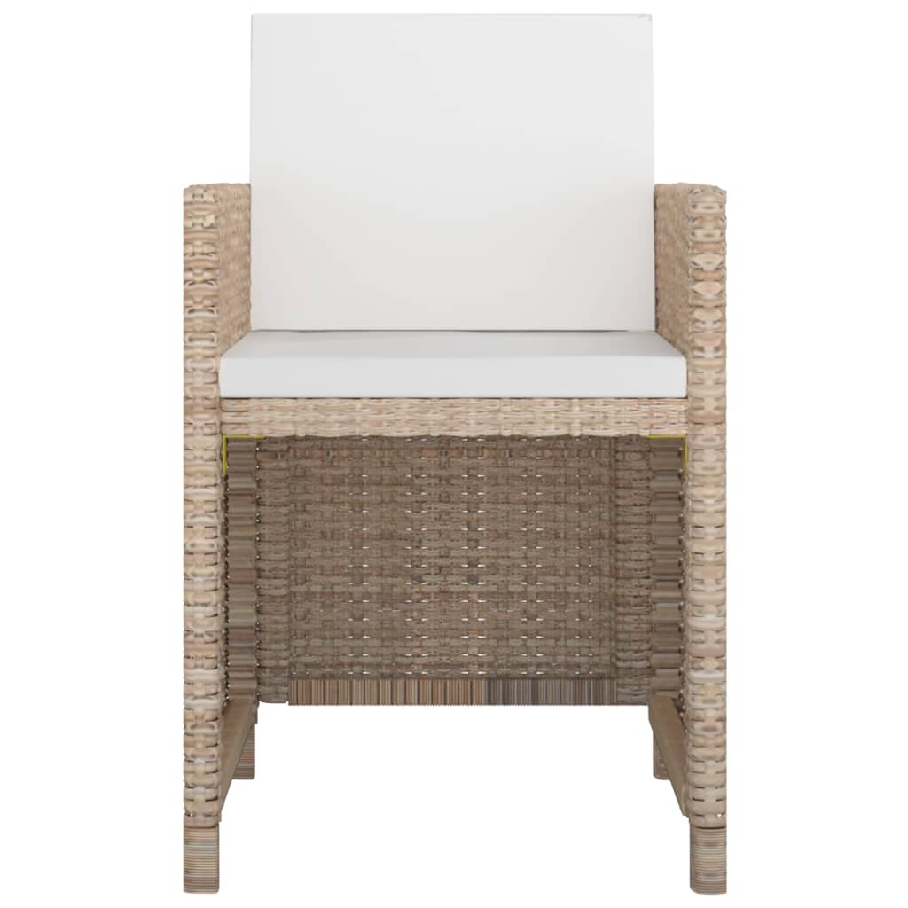 5 Pcs conjunto jantar exterior com almofadões vime PE bege