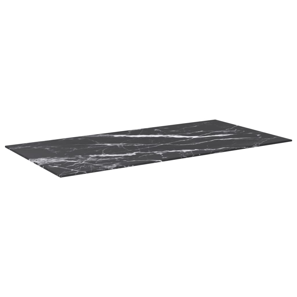Tampo mesa 100x50 cm 6 mm vidro temperado design mármore preto