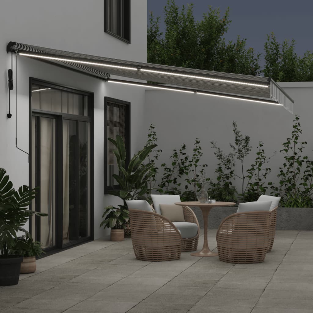Toldo retrátil automático com leds 450x350 cm antracite/branco