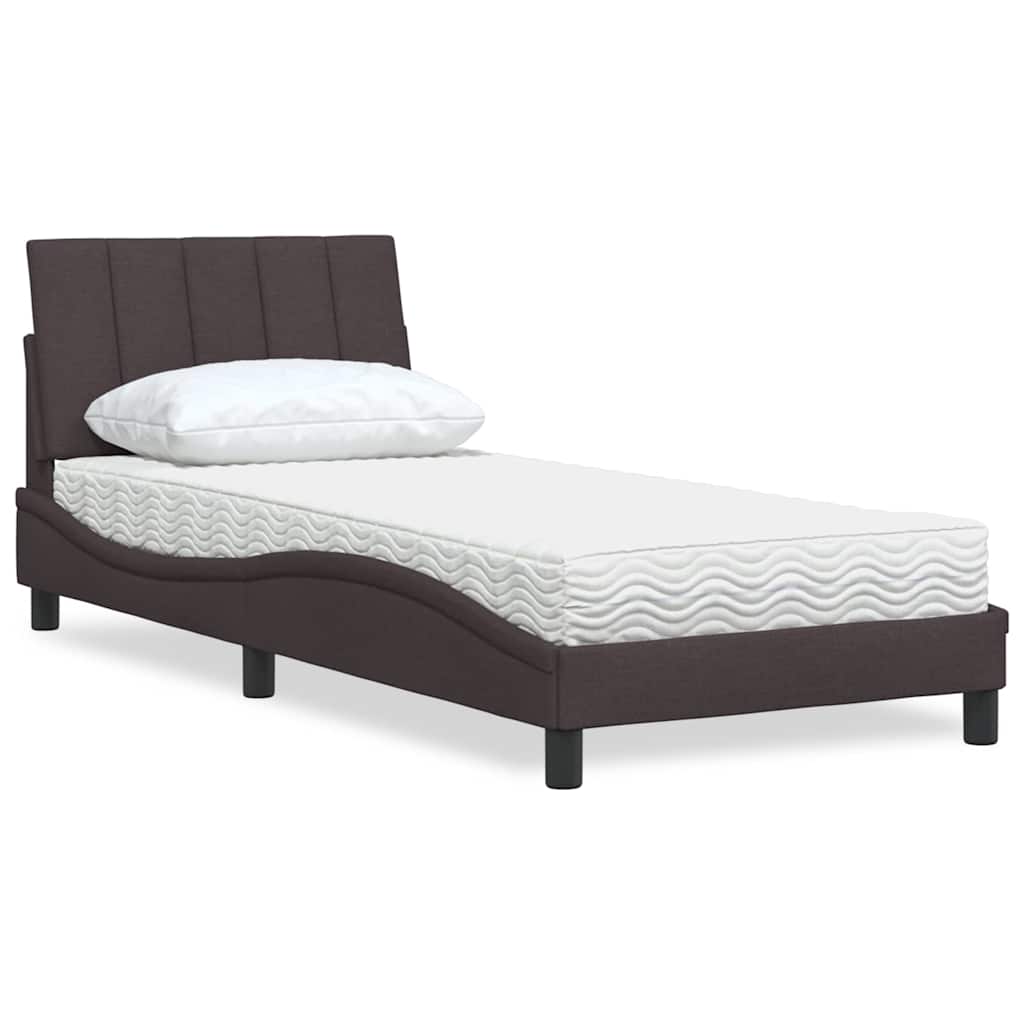 Cama com colchão hanko 90x190 cm tecido castanho-escuro