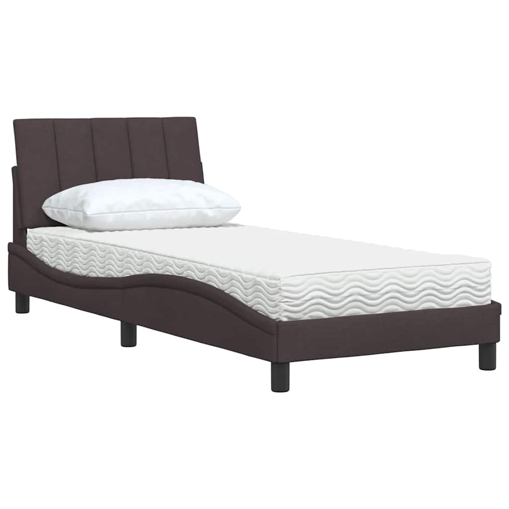 Cama com colchão hanko 90x190 cm tecido castanho-escuro