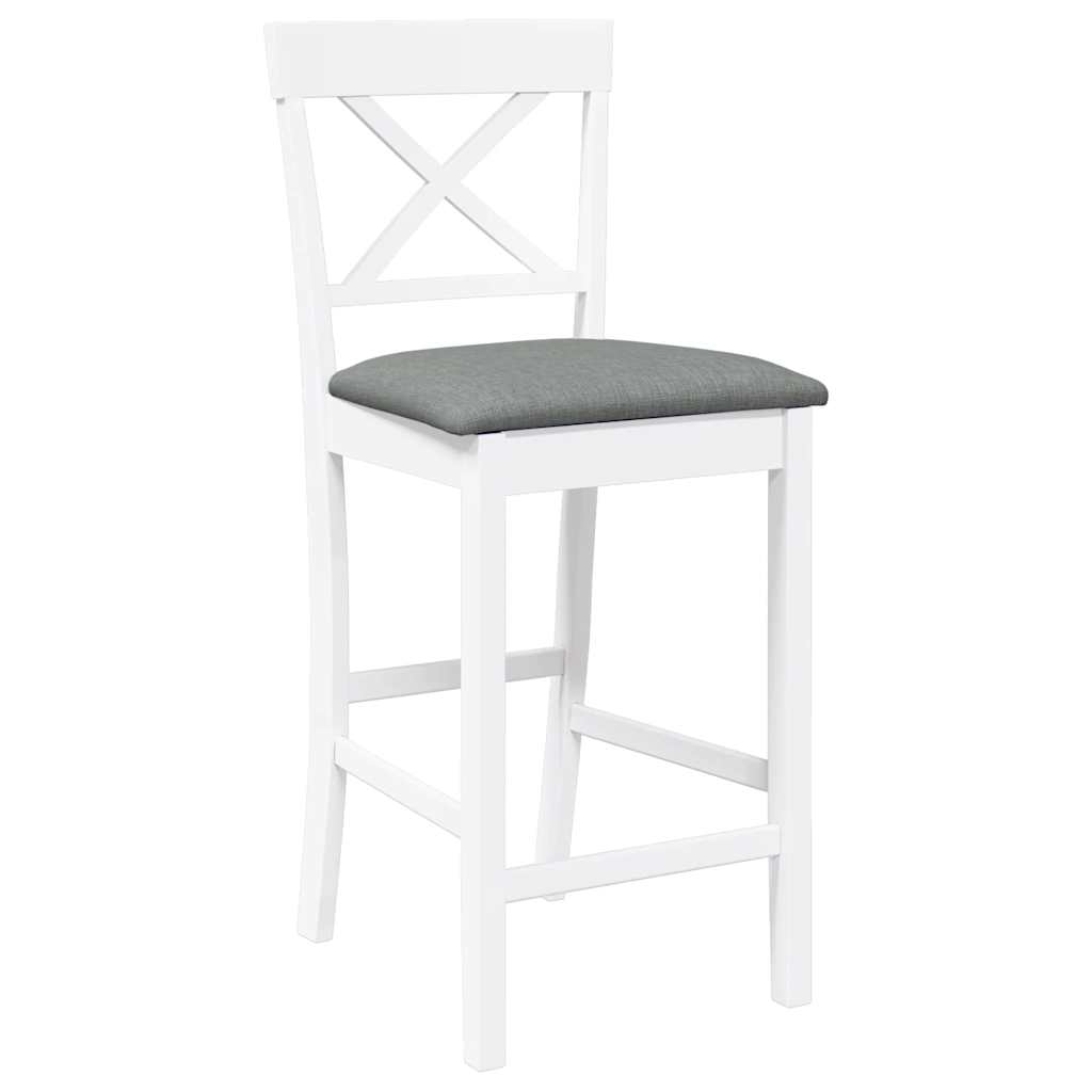 Bancos de bar com almofadões 2pcs madeira de seringueira maciça