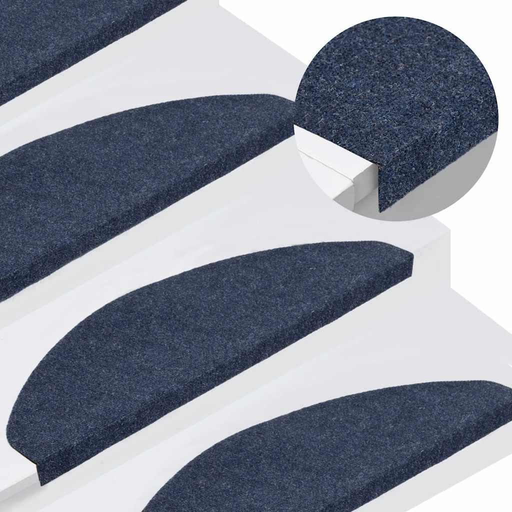 Tapetes de escada adesivos 30 pcs 65x22,5x3,5 cm azul
