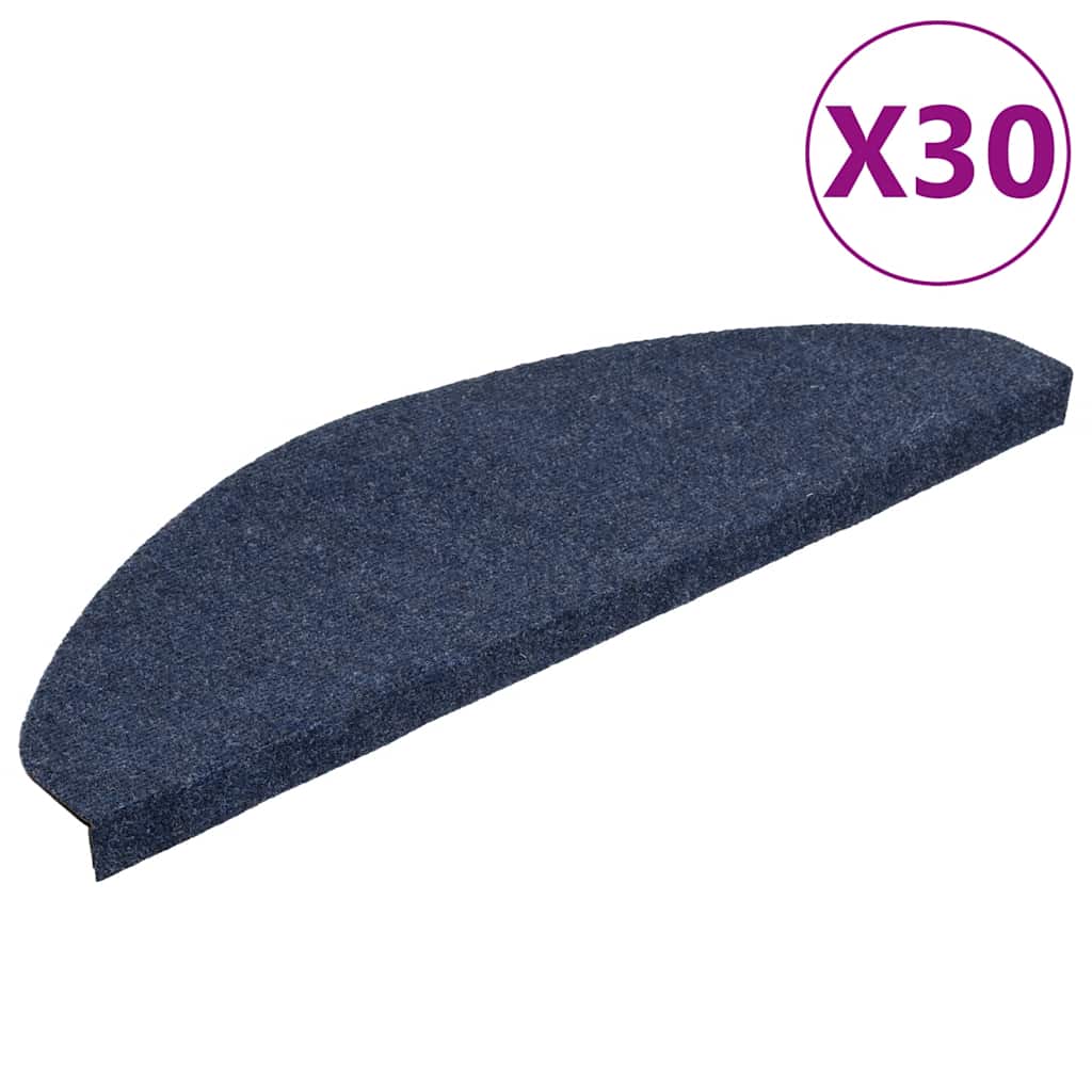 Tapetes de escada adesivos 30 pcs 65x22,5x3,5 cm azul