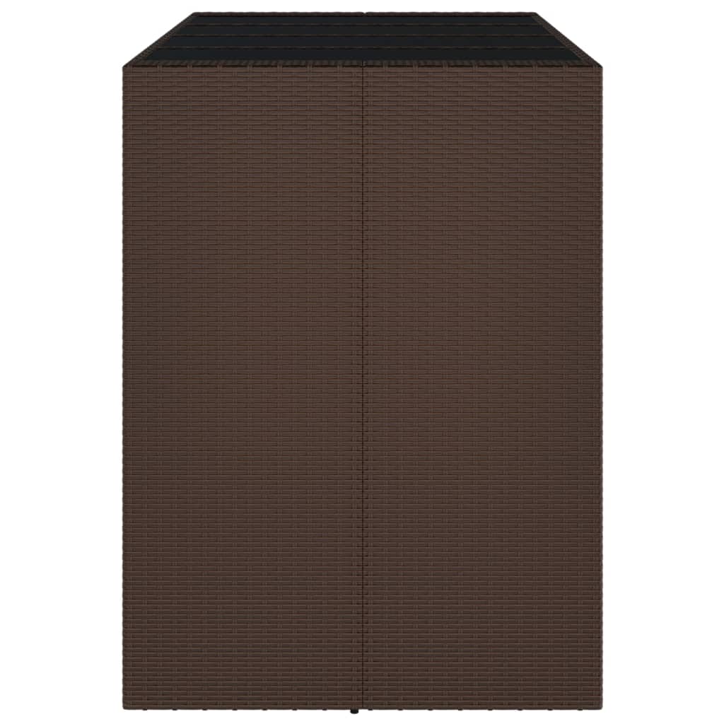 Mesa de bar com tampo de vidro 145x80x110 cm vime PE castanho
