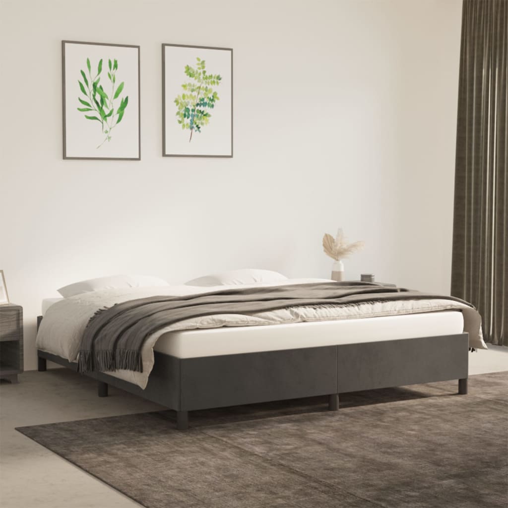 Estrutura de cama sem colchão 180x200 cm veludo cinzento-escuro
