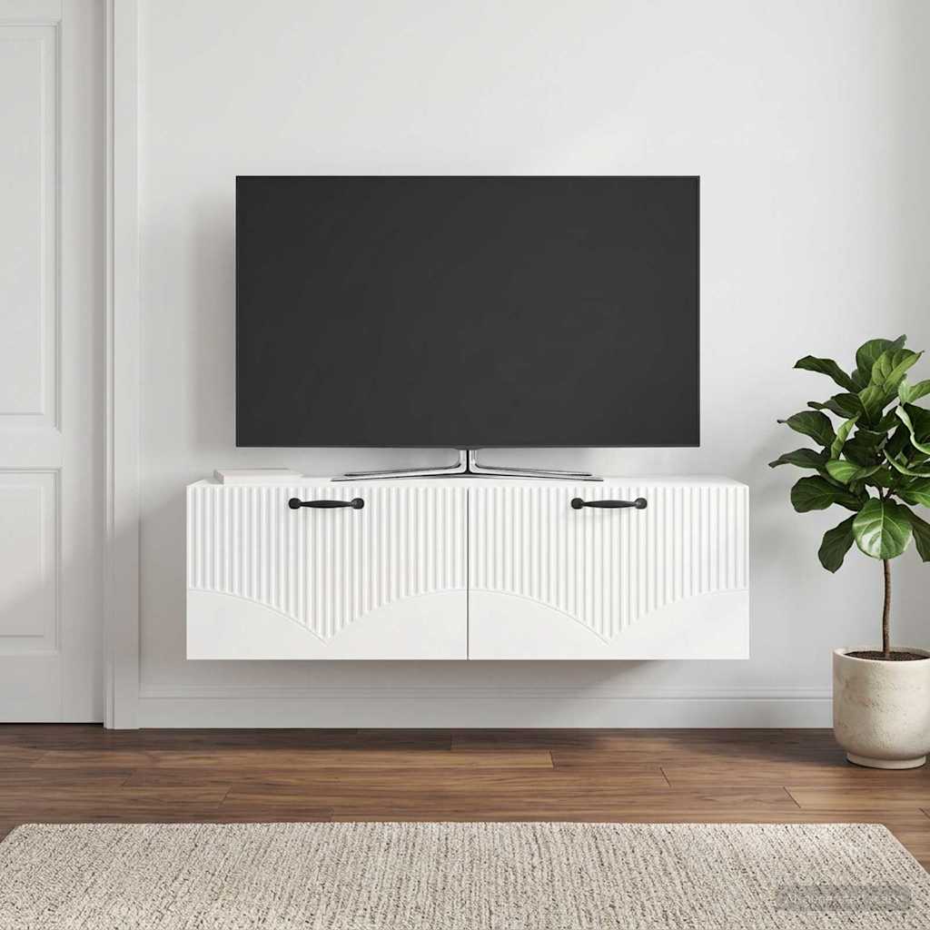 Gabinete de TV de parede branco brilhante 98 x 31 x 30 cm