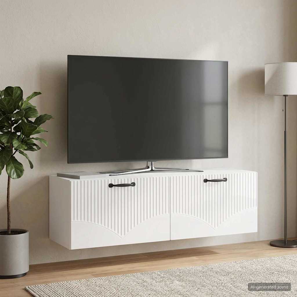 Gabinete de TV de parede branco brilhante 98 x 31 x 30 cm