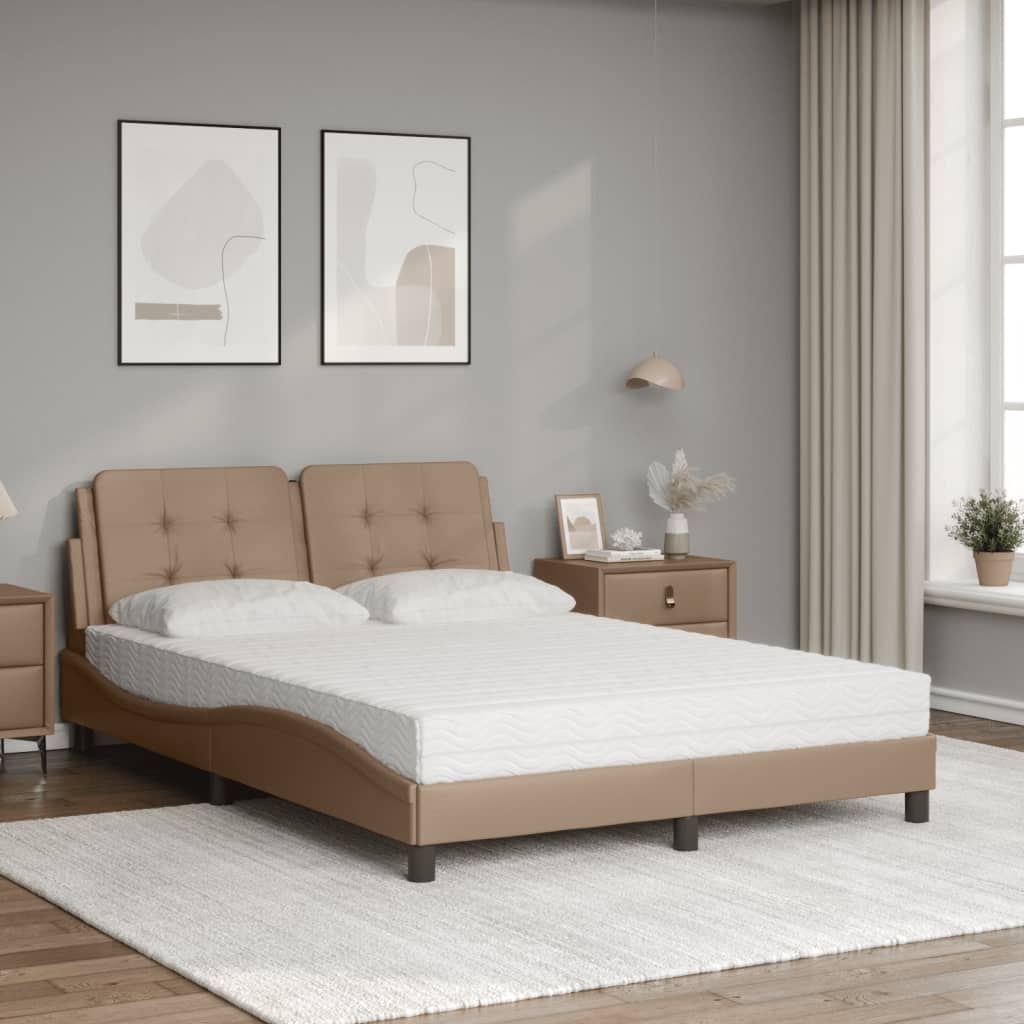 Estrutura de cama sem colchão zadar 120x200 cm couro artificial cappuccino