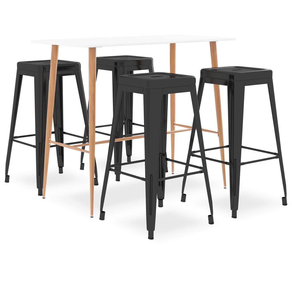 5 Pcs conjunto de bar branco e preto