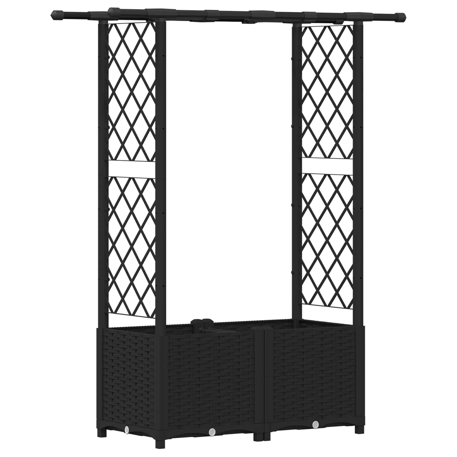 Cama elevada com treliça e telhado preto 124,5 x 40 x 136 cm PP