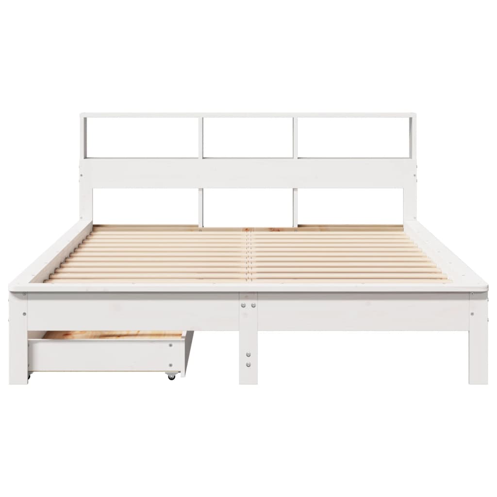 Cama com estante sem colchão 140x200 cm pinho maciço branco