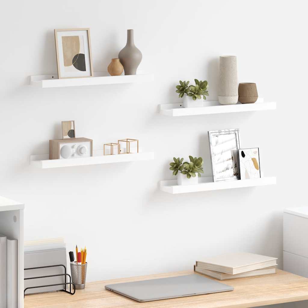 Prateleiras de parede 4 pcs 40x9x3 cm branco