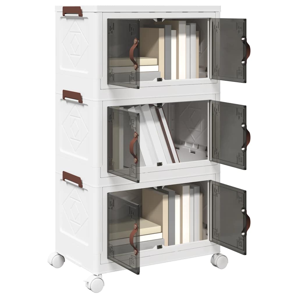 Caixa de arrumação empilhável rodas 3camadas 28l 48,5x29,5x86cm
