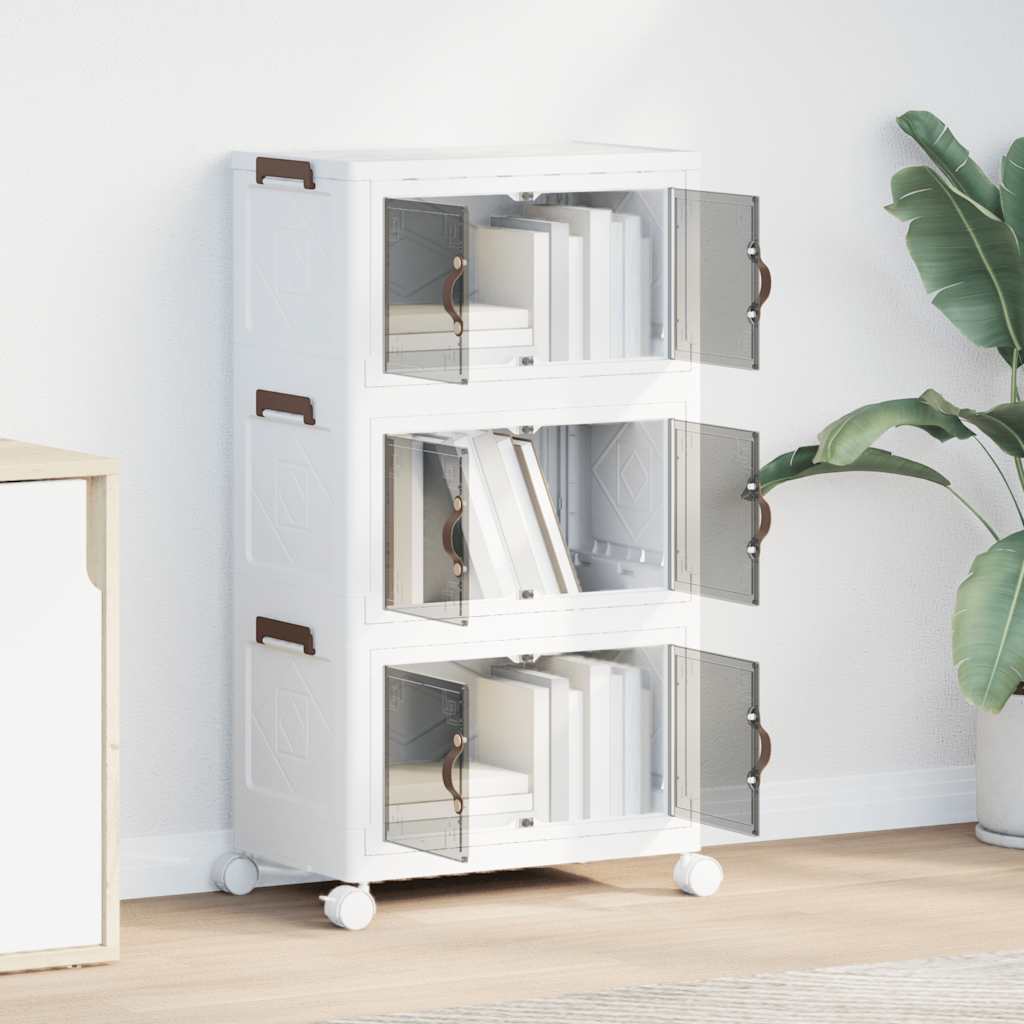 Caixa de arrumação empilhável rodas 3camadas 28l 48,5x29,5x86cm