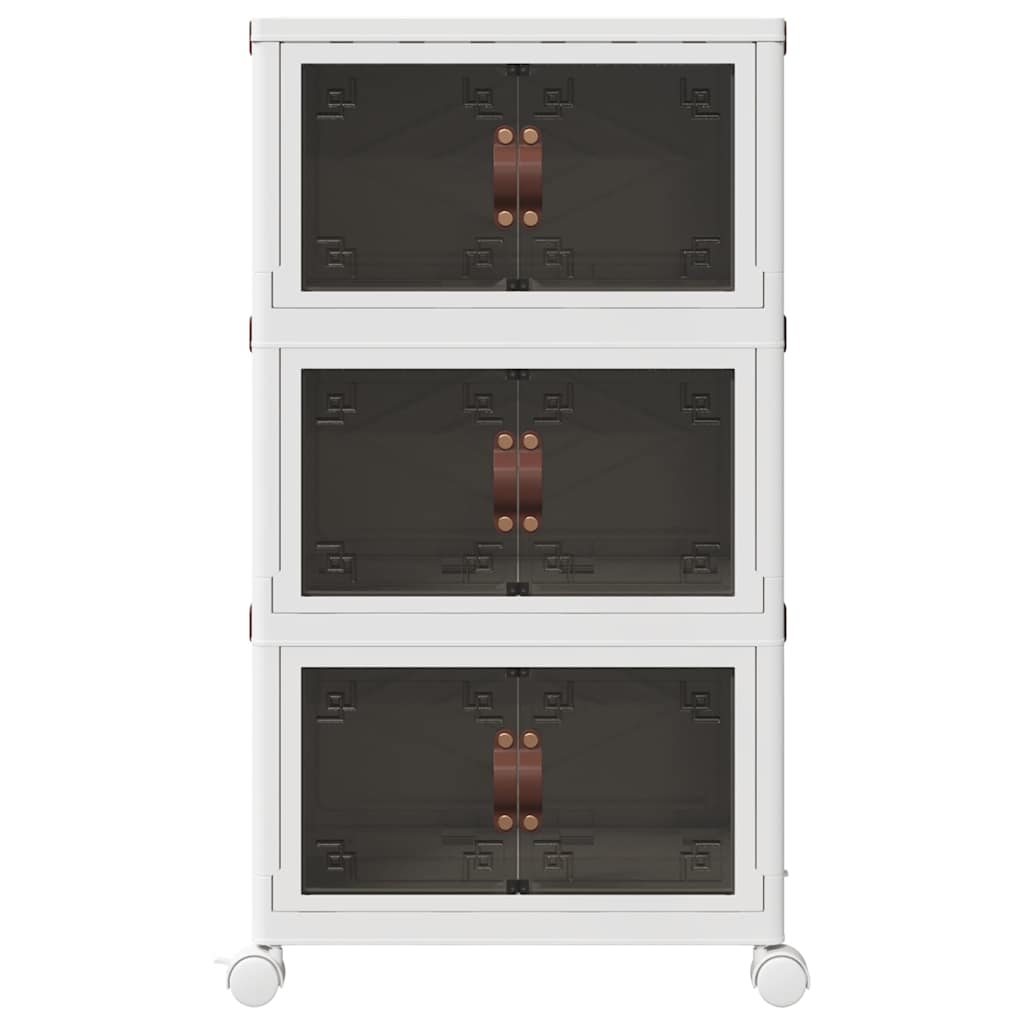 Caixa de arrumação empilhável rodas 3camadas 28l 48,5x29,5x86cm