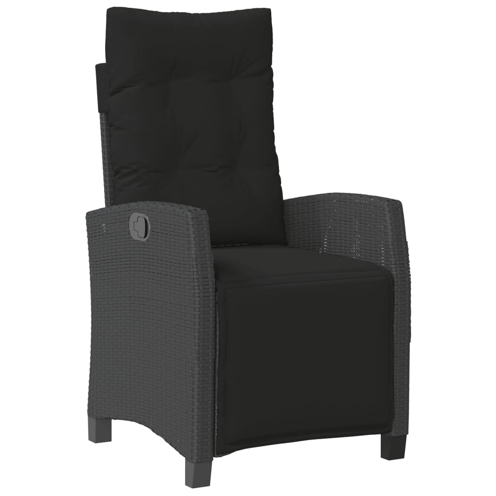 3 Pcs conjunto de jantar p/ jardim c/ almofadões vime PE preto