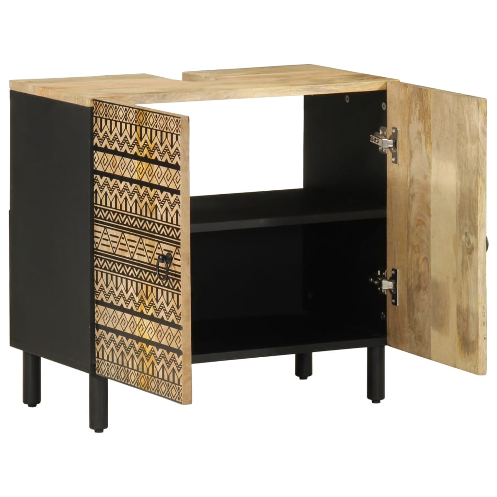 Armário para lavatório 62x33x58 cm mangueira maciça preto