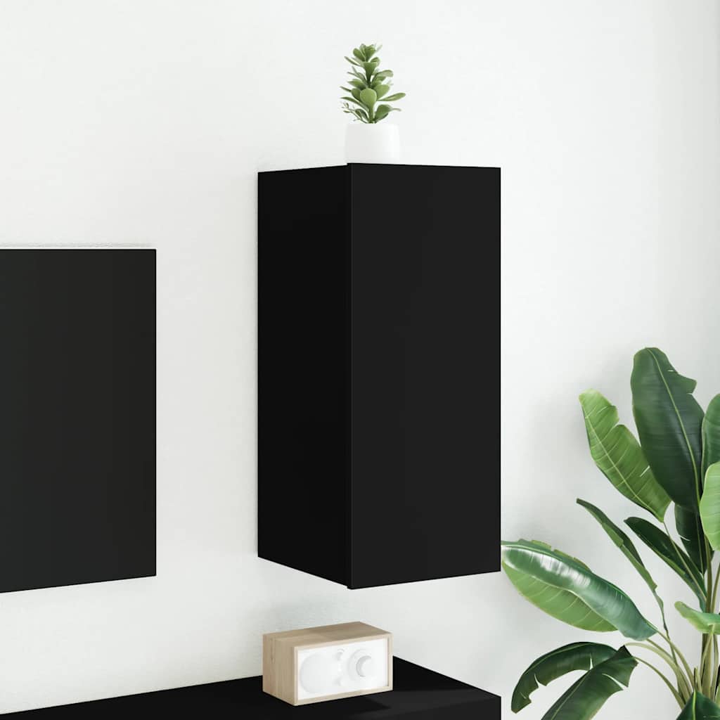 Móvel de parede para TV com luzes LED 30,5x35x70 cm preto